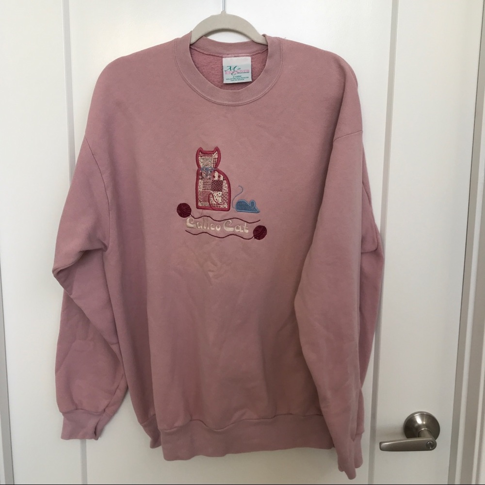 Vintage Light Pink Embroidered Sweatshirt
